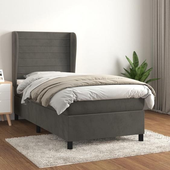 Maison Exclusive - Sommier à lattes de lit avec matelas Gris foncé 100x200 cm