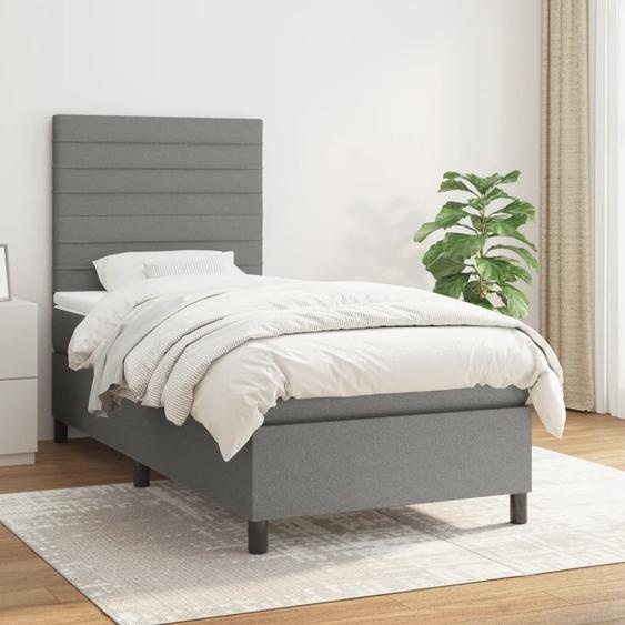 Maison Exclusive - Sommier à lattes de lit avec matelas Gris foncé 80x200 cm Tissu