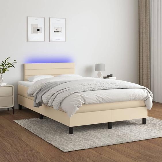 Maison Exclusive - Sommier à lattes de lit avec matelas LED Crème 120x200 cm Tissu