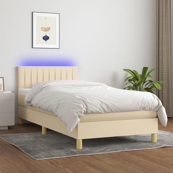 Maison Exclusive - Sommier à lattes de lit avec matelas LED Crème 90x190 cm Tissu