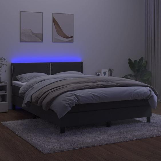 Maison Exclusive - Sommier à lattes de lit avec matelas LED Gris foncé 140x190 cm