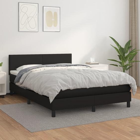 Maison Exclusive - Sommier à lattes de lit avec matelas Noir 140x190 cm Similicuir