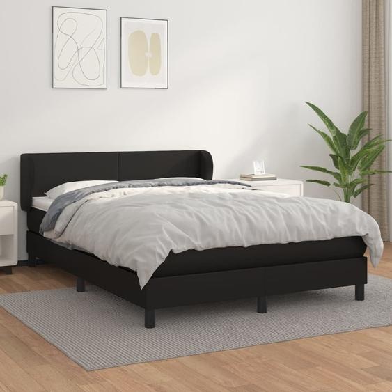 Maison Exclusive - Sommier à lattes de lit avec matelas Noir 140x200 cm Similicuir