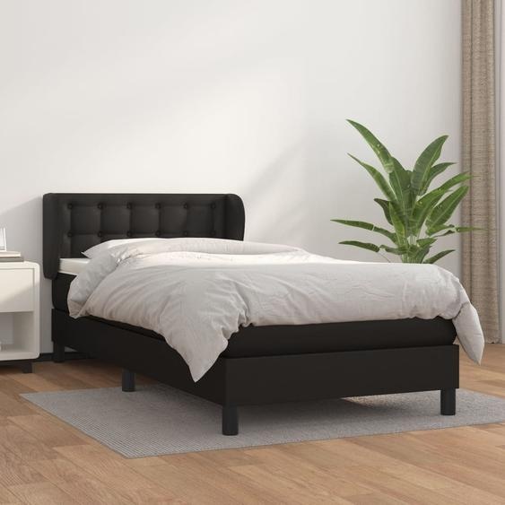 Maison Exclusive - Sommier à lattes de lit avec matelas Noir 90x190 cm Similicuir