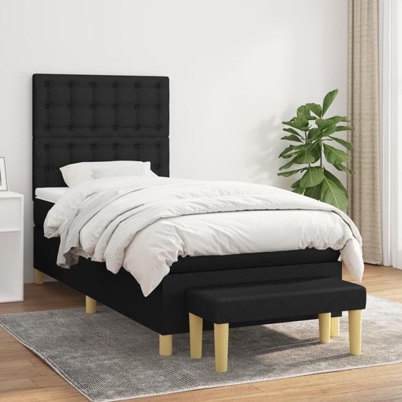 Maison Exclusive - Sommier à lattes de lit avec matelas Noir 90x190 cm Tissu