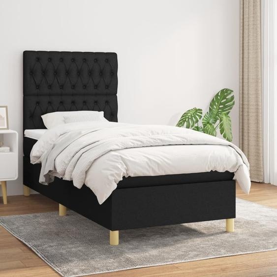 Maison Exclusive - Sommier à lattes de lit avec matelas Noir 90x190 cm Tissu