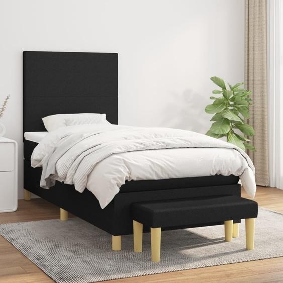 Maison Exclusive - Sommier à lattes de lit avec matelas Noir 90x190 cm Tissu