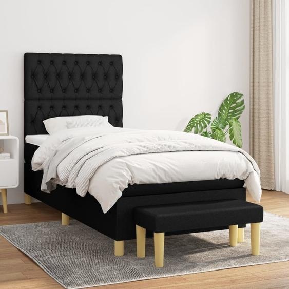 Maison Exclusive - Sommier à lattes de lit avec matelas Noir 90x190 cm Tissu