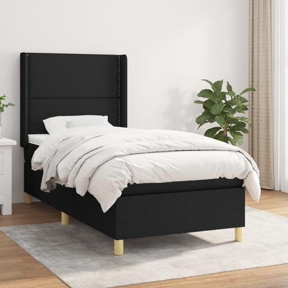 Maison Exclusive - Sommier à lattes de lit avec matelas Noir 90x200 cm Tissu