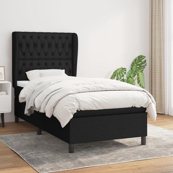 Maison Exclusive - Sommier à lattes de lit avec matelas Noir 90x200 cm Tissu