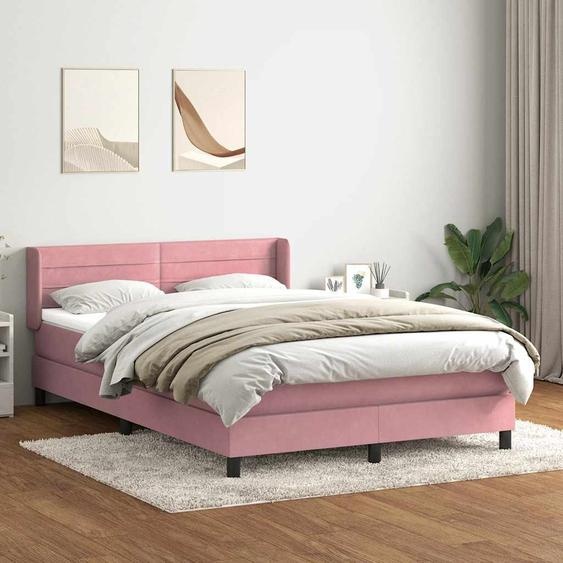 Maison Exclusive - Sommier à lattes de lit avec matelas rose 160x220 cm velours