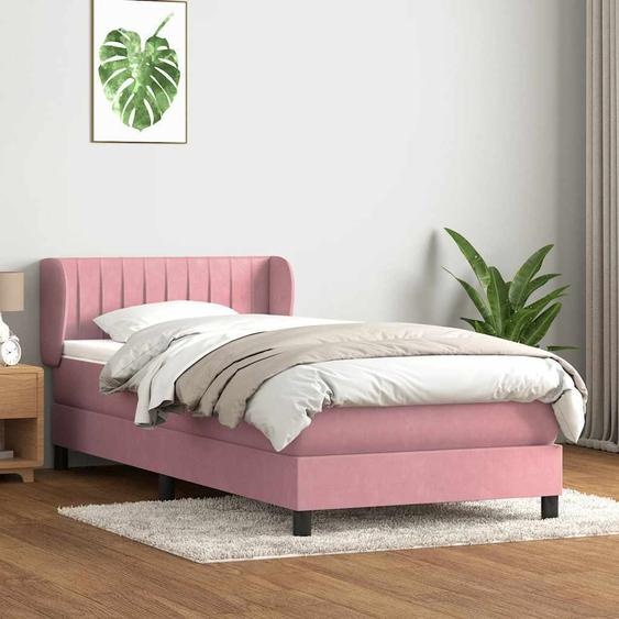Maison Exclusive - Sommier à lattes de lit avec matelas rose 80x220 cm velours