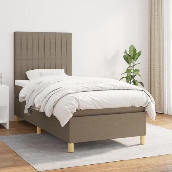 Maison Exclusive - Sommier à lattes de lit avec matelas Taupe 90x190 cm Tissu