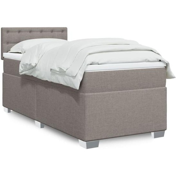 Maison Exclusive - Sommier à lattes de lit avec matelas Taupe 90x190 cm Tissu