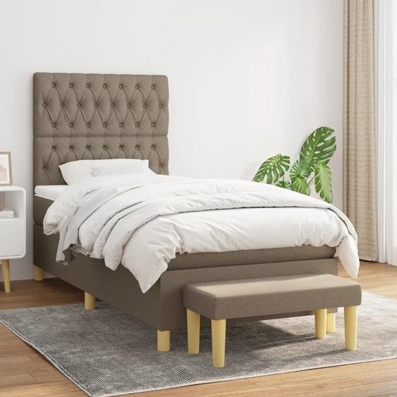 Maison Exclusive - Sommier à lattes de lit avec matelas Taupe 90x200 cm Tissu