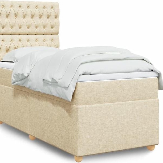 Maison Exclusive - Sommier à lattes de lit et matelas Crème 90x190 cm Tissu