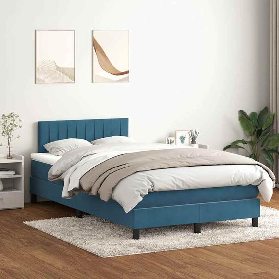 Maison Exclusive - Sommier à lattes de lit et matelas et LED bleu foncé 120x210cm velours