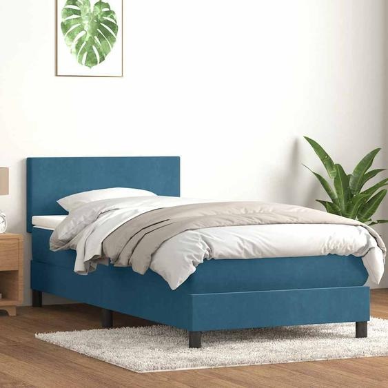 Maison Exclusive - Sommier à lattes de lit et matelas et LED bleu foncé 80x220 cm velours