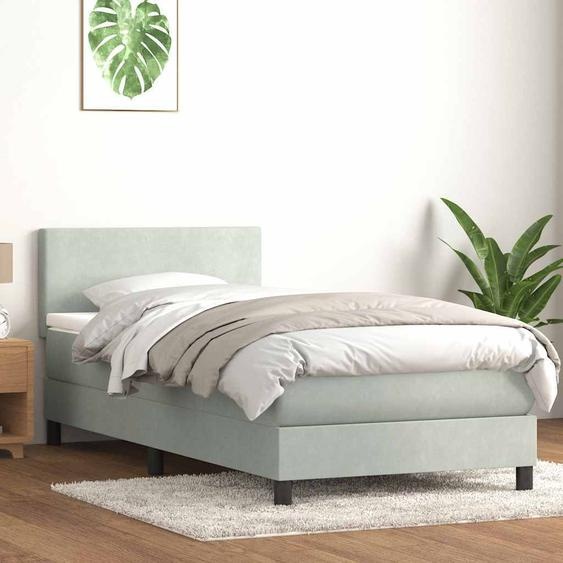 Maison Exclusive - Sommier à lattes de lit et matelas et LED gris clair 90x210 cm velours