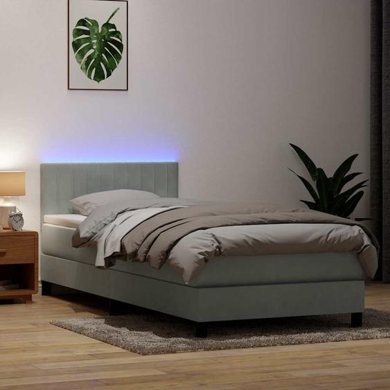 Maison Exclusive - Sommier à lattes de lit et matelas et LED gris clair 90x210 cm velours