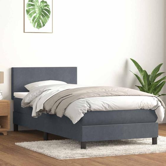 Maison Exclusive - Sommier à lattes de lit et matelas et LED gris foncé 90x210 cm velours