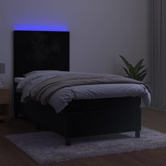 Maison Exclusive - Sommier à lattes de lit et matelas et LED Noir 80x200cm Velours