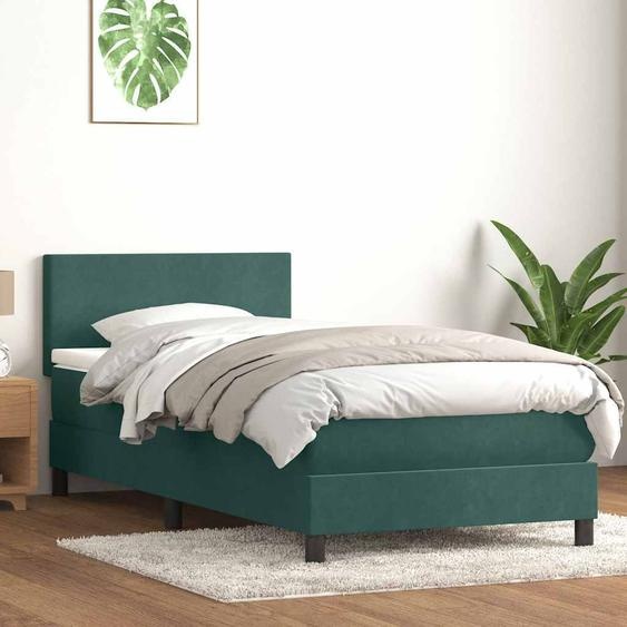 Maison Exclusive - Sommier à lattes de lit et matelas et LED vert foncé 90x210 cm velours