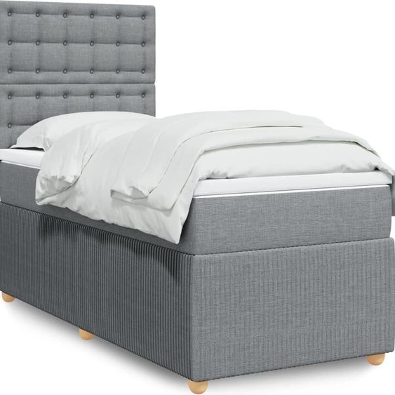 Maison Exclusive - Sommier à lattes de lit et matelas Gris clair 90x190 cm Tissu