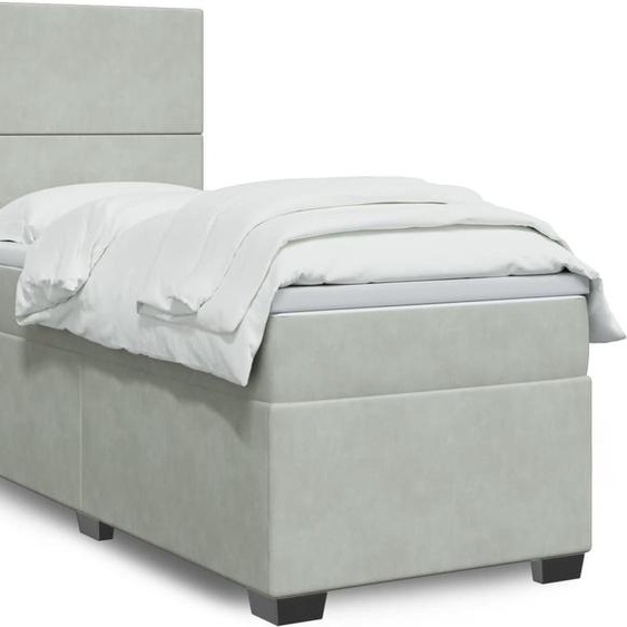 Maison Exclusive - Sommier à lattes de lit et matelas Gris clair 90x190 cm Velours
