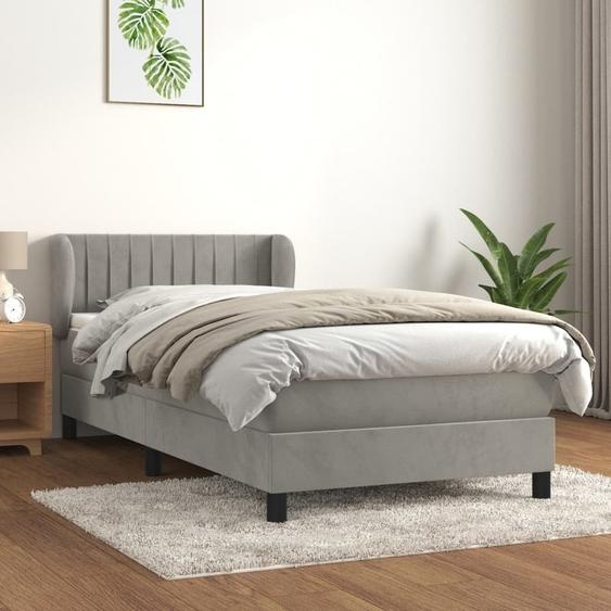 Maison Exclusive - Sommier à lattes de lit et matelas Gris clair 90x190 cm Velours