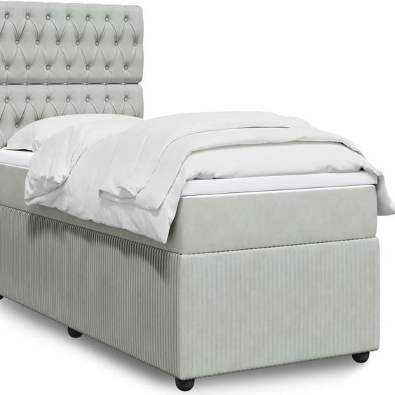 Maison Exclusive - Sommier à lattes de lit et matelas Gris clair 90x200 cm Velours