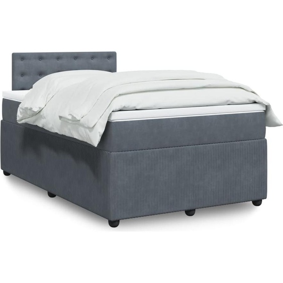 Maison Exclusive - Sommier à lattes de lit et matelas gris foncé 120x190cm velours