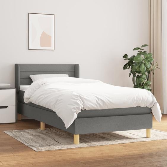Maison Exclusive - Sommier à lattes de lit et matelas Gris foncé 90x190 cm Tissu