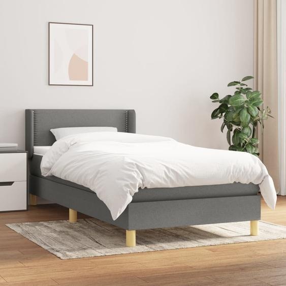 Maison Exclusive - Sommier à lattes de lit et matelas Gris foncé 90x190 cm Tissu