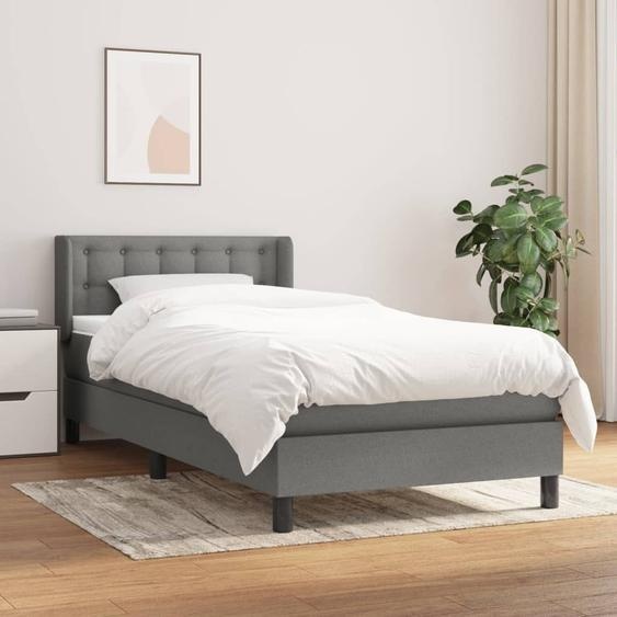 Maison Exclusive - Sommier à lattes de lit et matelas Gris foncé 90x190 cm Tissu