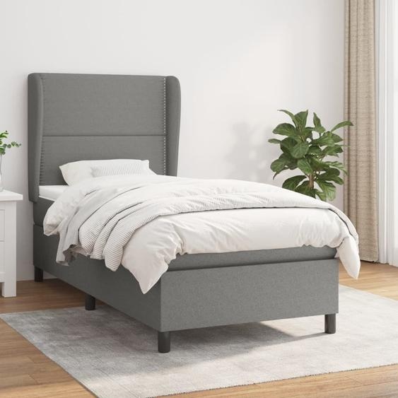 Maison Exclusive - Sommier à lattes de lit et matelas Gris foncé 90x190 cm Tissu
