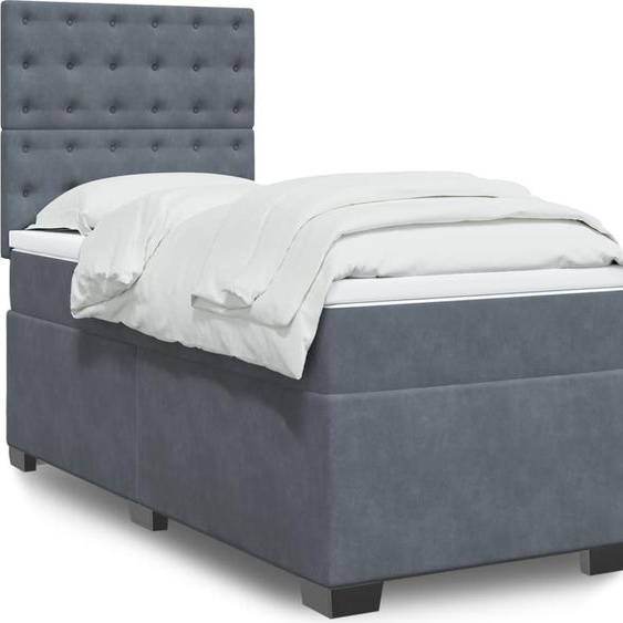 Maison Exclusive - Sommier à lattes de lit et matelas Gris foncé 90x200 cm Velours