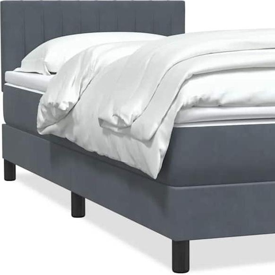 Maison Exclusive - Sommier à lattes de lit et matelas gris foncé 90x210 cm velours