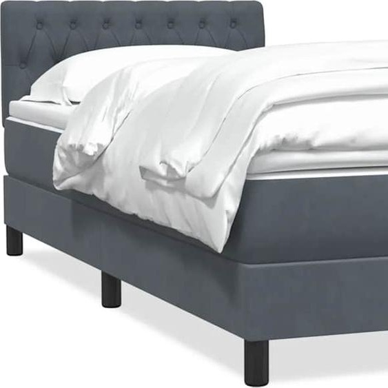 Maison Exclusive - Sommier à lattes de lit et matelas gris foncé 90x220 cm velours