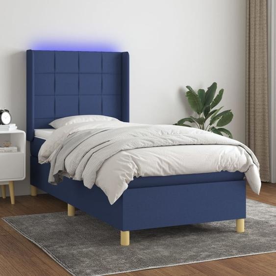 Maison Exclusive - Sommier à lattes de lit matelas et LED Bleu 80x200cm Tissu
