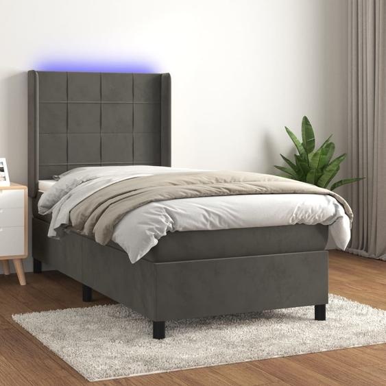 Maison Exclusive - Sommier à lattes de lit matelas et LED Gris foncé 100x200 cm