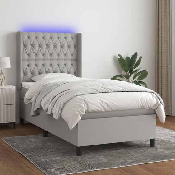 Maison Exclusive - Sommier à lattes de lit matelas LED Gris clair 80x200cm Tissu