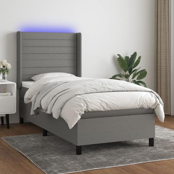 Maison Exclusive - Sommier à lattes de lit matelas LED Gris foncé 90x190cm Tissu