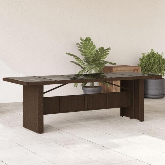 Maison Exclusive - Table de jardin avec plateau en verre marron 240x90x75 cm Poly Rotin