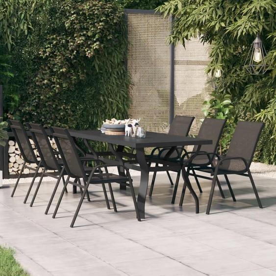 Maison Exclusive Table de jardin noire 180 x 80 x 70 cm acier et verre