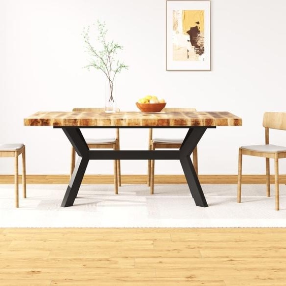 Maison Exclusive Table de salle à manger en bois de palétuvier massif et acier croisé 180 cm