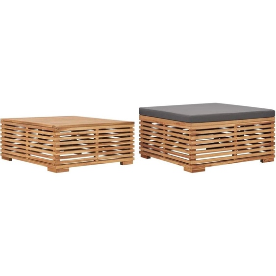 Maison Exclusive - Table et repose-pied de jardin coussin gris foncé Bois de teck
