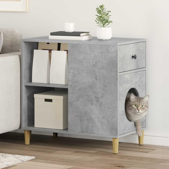 Maison pour chat Béton 72 x 42.5 x 70 cm Bois dingénierie