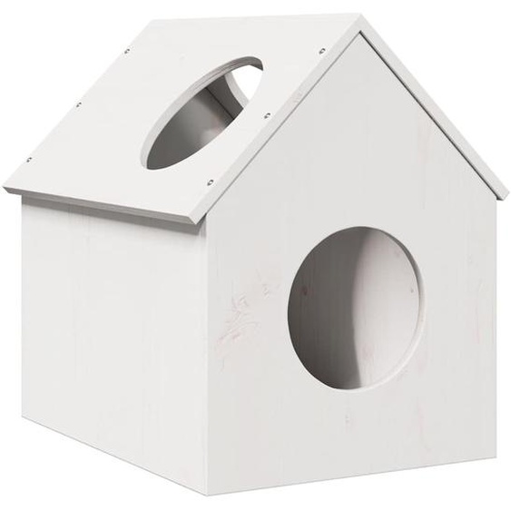 Maison pour chat blanc 41x50x50 cm bois de pin massif