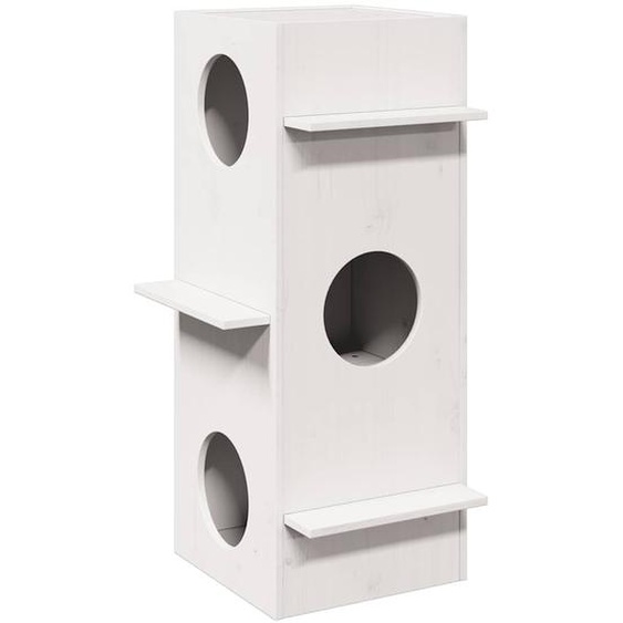 Maison pour chat blanc 43x43x90 cm bois de pin massif